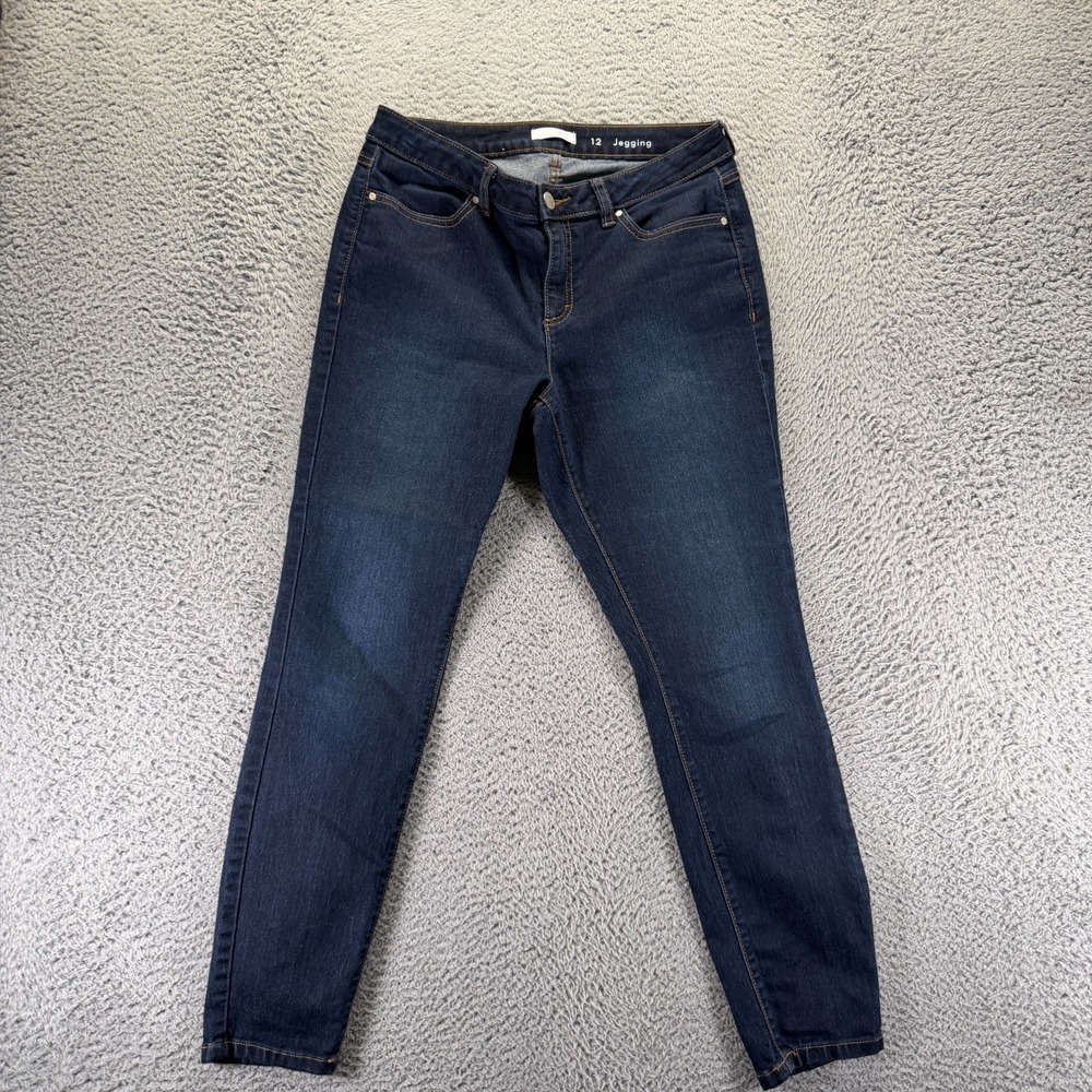 LC Lauren Conrad Jeans Women 12 Blue Cotton Denim Jegging Faded Workwear Stretch